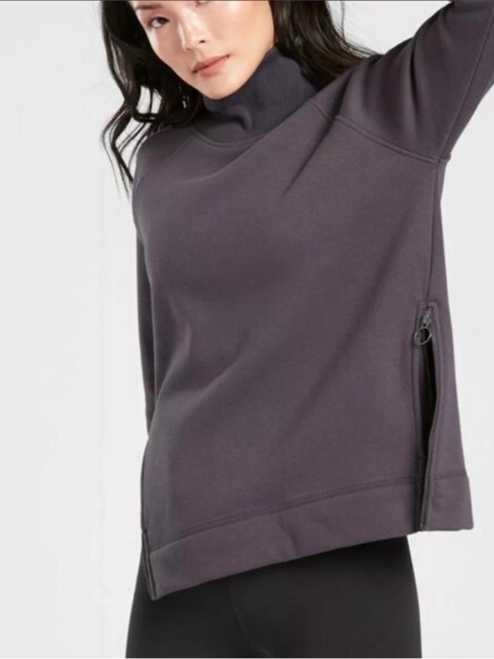 Athleta Women's Cozy Karma Side Zip Funnel Neck Pullover Sweatshirt Size Small